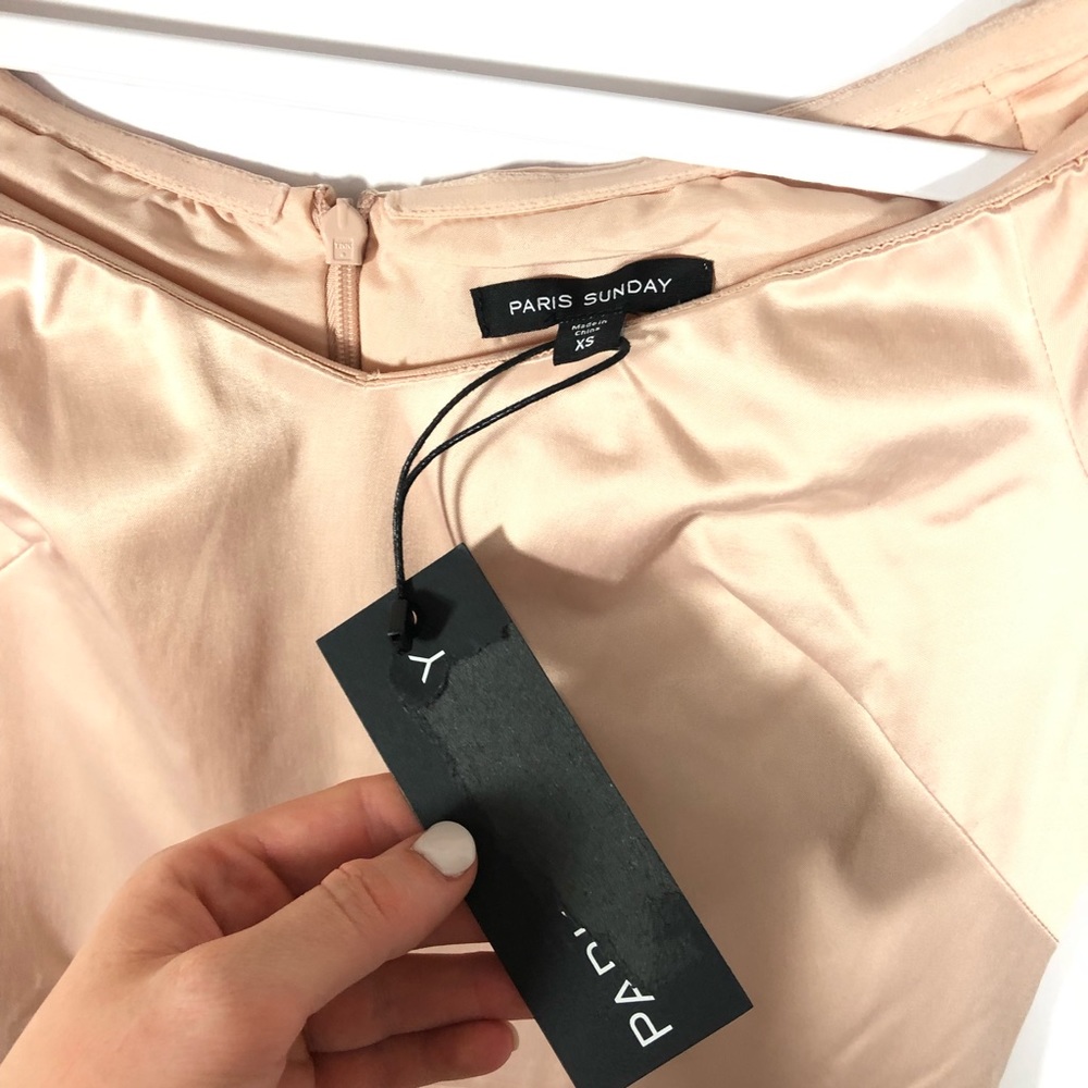 NWT ParisSunday Nude Blush Off Shoulder Midi Dress - Picture 5 of 6